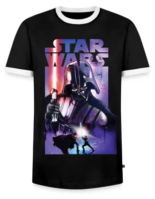 Produktbild von Star Wars Darth Vader Mit Rotem Lichtschwert Männer Kontrast T-Shirt, S, Schwarz/Weiß