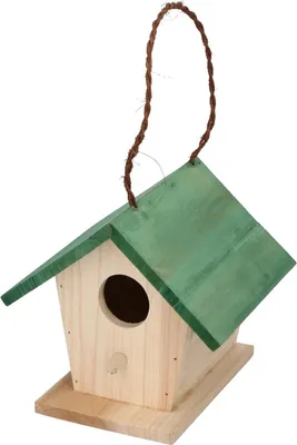 Produktbild von Vogelhaus/Nistkasten Holz - grunes Dach - kleine Vogel - 17 x 16