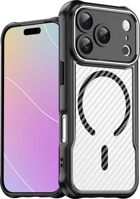 Produktbild von Für Apple iPhone 17 Pro Design Carbon MagSafe Translucent Handy Hülle Schwarz