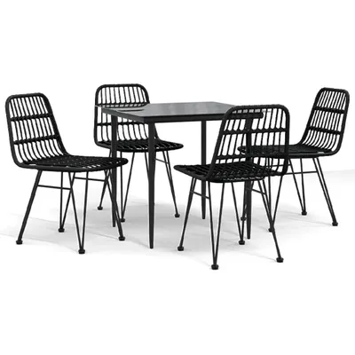 Immagine prodotto di vidaXL set da pranzo da giardino 5 pezzi in polirattan nero