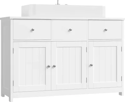 Zdjęcie produktu dla Umywalka pod komodą, elegancki design, dużo miejsca do przechowywania, biała