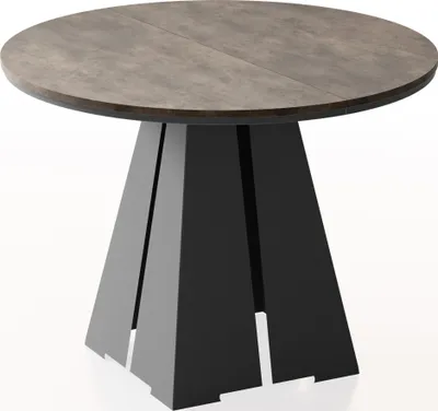Produktbild von Runder Ausziehbarer Esstisch mit Schwarzem Metallgestell - Moderner Industrieller Tisch für Esszimmer oder Küche - 120 cm bis 200 cm -  EU - Chicago Beton
