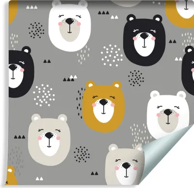Produktbild von 10m VLIES TAPETE Rolle Kinderzimmer Wildtiere Bären Wald Kugeln Natur XXL