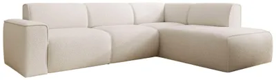 Produktbild von Selsey Bouvi – Ecksofa mit seitlicher Rückenlehne an der Ottomane, rechts, creme, Bouclé