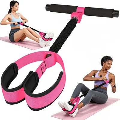 Imagen del producto de Banda de resistencia con pedal, color rosa, banda de entrenamiento para fitness