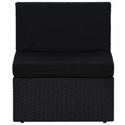 Image de vidaXL Canapé central modulaire Poly rotin noir