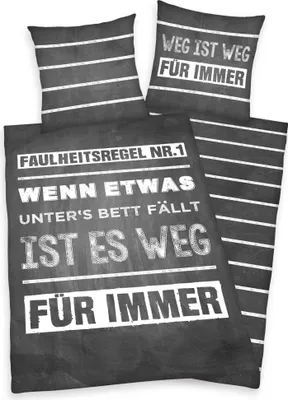 Produktbild von Renforcé-Bettwäsche "Wenn etwas unters Bett fällt" 135 x 200/80 x 80 cm Stand.-Var.