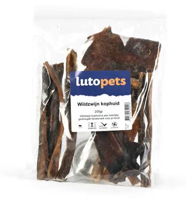 Productafbeelding van Lutopets Wildzwijnhoofdvel – 200 g – Kauwsnack voor honden