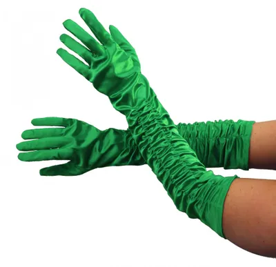 Produktbild von Deluxe Handschuhe lang grün glänzend lange Hand schuh Kostüm