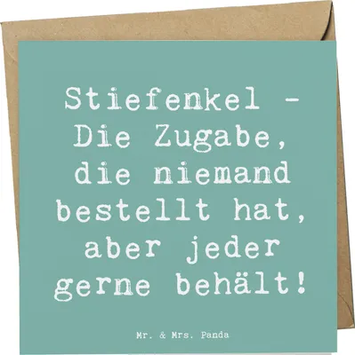 Produktbild von Mr. & Mrs. Panda Klappkarte Spruch Stiefenkel Freude - Meeresbrise - Geschenk, Grußkarte, faltkarte, Patchworkfamilie, Dankeschön, Familienwerte, Liebe, anlasskarte