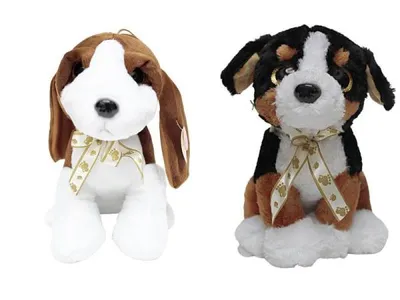 Immagine prodotto di Cagnolino con fiocco, taglia media - Peluche Deef