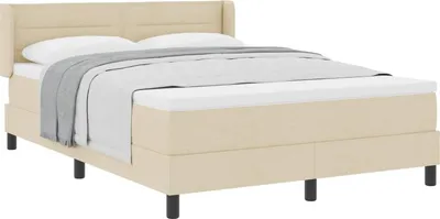 Obrázok produktu pre vidaXL Boxspringová posteľ s čelom, krémová, 190 x 140 cm, látka