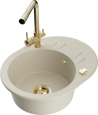 Produktbild von Mexen Kevin 1 Becken-Granitspüle mit Abtropffläche und Mischbatterie Duero, Beige - 6517-69-671600-50