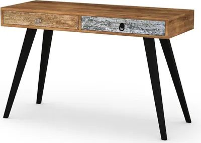 Zdjęcie produktu dla BIURKO Z 2 SZUFLADAMI Kaliope 120x39x73cm STYL RETRO brązowe