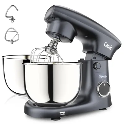 Keukenmachine 800 W, 2 Edelstahlschüsseln 4+5 l, 10 Stufen, grau