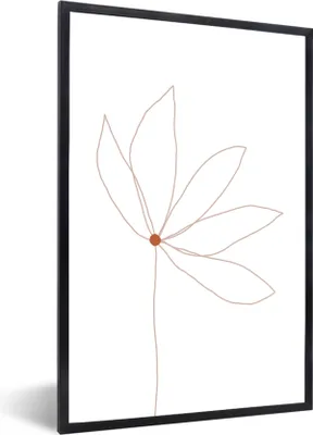 Produktbild von MuchoWow® Gerahmtes Poster Minimalismus - Blumen - Linienkunst 60x90 cm - Poster mit Schwarzem Bilderrahmen Wandposter Rahmen Foto Bilder - Kunst