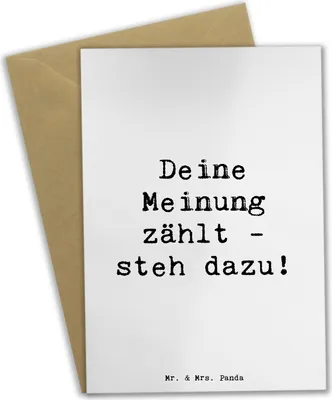 Produktbild von Mr. & Mrs. Panda Grußkarte Spruch Mutig zu Meinungen - Weiß - Geschenk, Inspiration, osterkarte, osterkarten, Vertrauem, Trost, Mutmacher, liebevoll handgefertigt