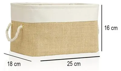 Image de Panier de rangement en jute naturel et blanc - L 25 × P 18 × H 15 cm