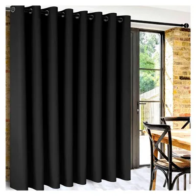 Produktbild von Verdunklungsvorhänge Schwarz, H243xB457cm, Hängender Raumteiler, Thermovorhang für Kälteschutz und Schallschutz, Sichtschutzvorhänge für Schlafzimmer, Büro, Wohnzimmer, 1 Stück