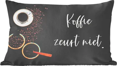 Produktbild von MuchoWow® Zierkissen Sofakissen Wohnzimmer Dekokissen 50x30 cm Zitate - Kaffee nörgelt nicht - Sprichwörter - Kaffee - Wohnzimmerdekoration - Polster mit Photo