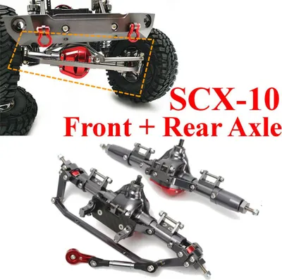 Obrázek produktu pro 2PCS CNC Hliníková přední + zadní skalní náprava pro AXIAL Honcho Jeep SCX10 1 / 10 Rc součástky