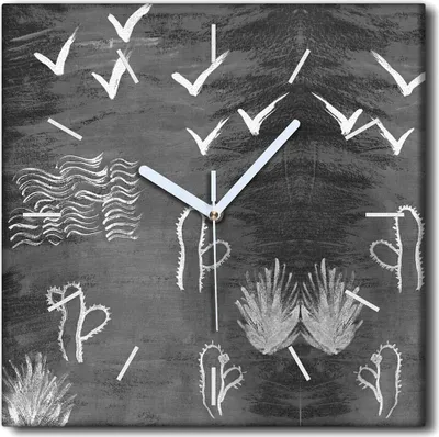 Produktbild von Coloray Uhr auf Leinwand 30x30 cm Wand Uhr Dekoration Wohnzimmer Segeltuch weiße Zeiger -Wüstensee.