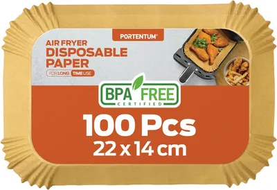 Produktbild von Backpapier für Heißluftfritteuse mit Doppelkammer, 100 Stück 22x14cm Rechteckig Airfryer Papier Liners kompatibel mit Ninja Dual/Double Stack, und Anderen Dual Zone Air Fryer
