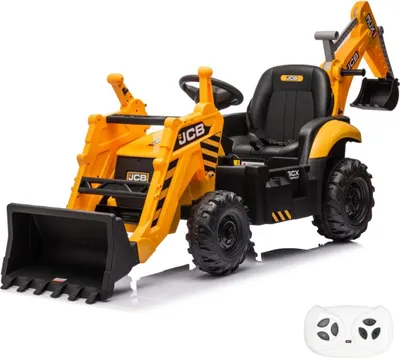 Produktbild von JCB Elektrotraktor 12V mit Frontlader & Bagger (2–6 Jahre) – Offiziell Lizenziert, mit Fernbedienung, 3-Punkt-Gurt & Li-Ion Akku – Kinder Elektrofahrzeug – Gelb