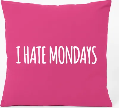 Produktbild von Huuraa Kissen I hate mondays Schriftzug 40x40cm mit Füllung Fuchsia Baumwolle Dekokissen Geschenkidee