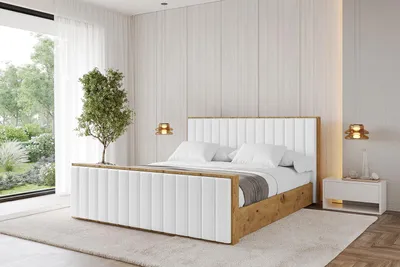 Produktbild von ALTDECOR Polsterbett mit Bettkasten - ENZO4-Z - 140x200 - Weiß - Bett mit Kopfteil und Fußteil, Boxbett ohne Matratze, Doppelbett mit Stauraum