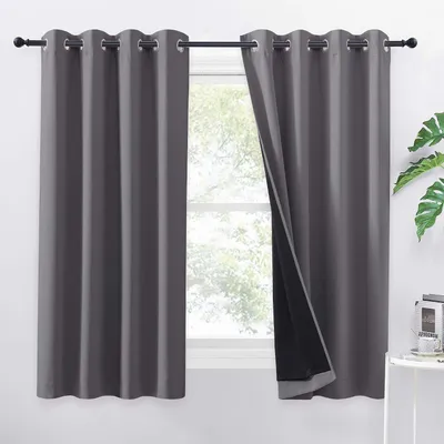 Immagine prodotto di Tende oscuranti - Pannelli opachi - Per oscurare la camera da letto - Tessuto a doppio strato - 140x145 cm - Grigio
