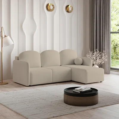 Produktbild von Masseno Ecksofa SUVINO mit Schlaffunktion L-Form, Sofa mit Bettkasten, Wohnzimmersofa, Couch, Soffa, Bettsofa, Couchgarnitur- Beige, QUELLE 05