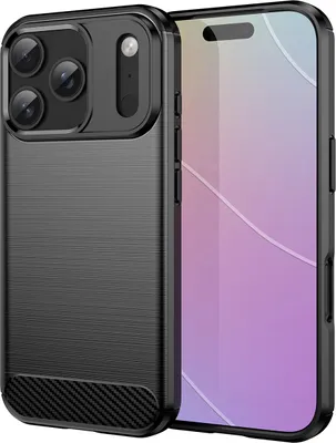 Produktbild von Hülle für iPhone 17 Pro Carbon-Faser Weich TPU Silikon Stoßfest Handyhülle Schwarz