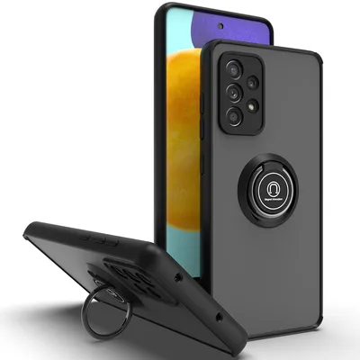Obrázek produktu pro Pouzdro pro Samsung Galaxy A72 5G / 4G matné průsvitné TPU pouzdro s prstencovým držákem a stojánkem Černý