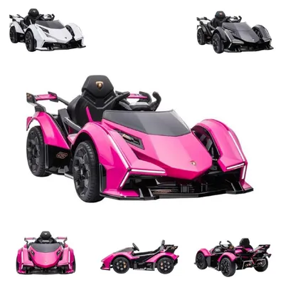 Zdjęcie produktu dla ES-Toys dziecięcy samochód elektryczny Lamborghini V12 Vision Gran Turismo zdalnie sterowany MP3 różowy