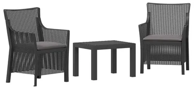 Immagine prodotto di Set da salotto vidaXL con cuscini, 3 pezzi, antracite, PP