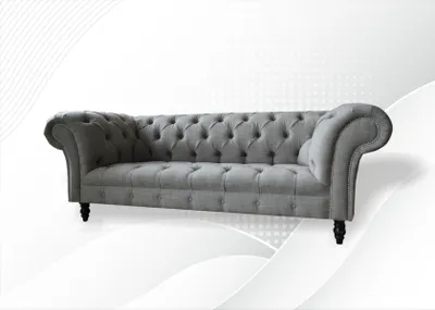 Image de Canapé Chesterfield, 3 places, design, revêtement tissu, 220 cm