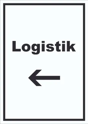 Produktbild von Logistik Schild mit Text und Richtungspfeil links Transport Versand hochkant A6 (105x148mm)