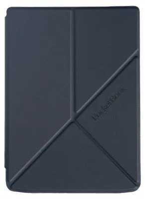 A dark gray cover for an e-reader, with a folded origami-like design and the brand name embossed on it.