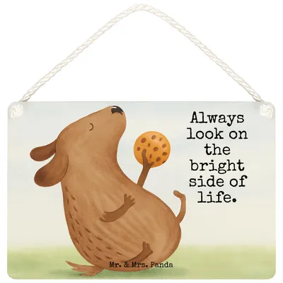 Produktbild von Mr. & Mrs. Panda Schild Hund Keks Design DIN A6 - Weiß - Geschenk, Optimistisch, Hundekekse, holzbild, Leckerli, Hundeleckerli, wandtafel, Türschild, Sprüche, Holzschild