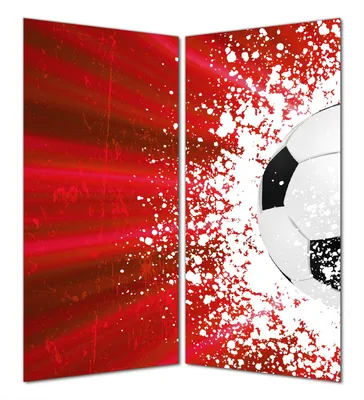 Produktbild von Wallario selbstklebende Duschrückwand 180 x 180 cm mit Motiv Fußball - Splashing Design in rot - Wandverkleidung mit Hochglanzlaminat in Glasoptik