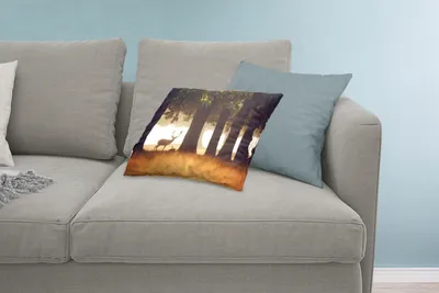 Produktbild von MuchoWow® Zierkissen Sofakissen Wohnzimmer Dekokissen 60x40 cm Hirsche - Bäume - Wald - Kopfkissen - Polster mit Foto