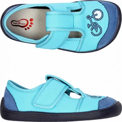 Produktbild von Jungen sneaker 3F 3BE3/15 bar3foot super flexi Türkis mit Fahrrad, barefoot, klettverschluss