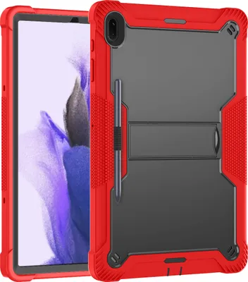 Produktbild von Schutzhülle für Samsung Galaxy Tab S7 FE / Tab S7+/ S7 Plus 12.4 Zoll, 3 Schichten mit Ständer Strapazierfähig Schutzhülle Rot