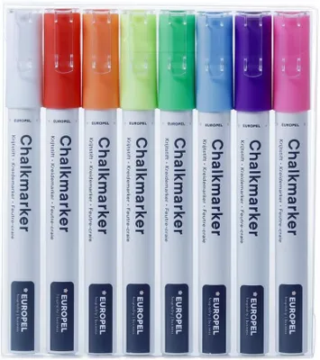 Image de Marqueurs craie EUROPEL 3 mm boîte de 8 couleurs assorties