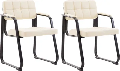 Produktbild von CLP 2er Set Besucherstühle Canada B Kunstleder mit Armlehne creme
