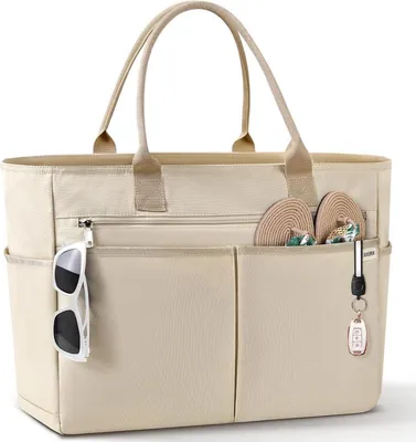 Produktbild von Strandtasche XXL Damen mit Reißverschluss wasserdicht 40L Khaki