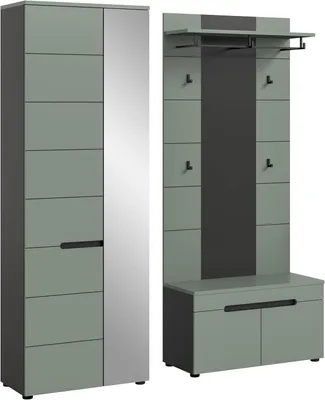 Image de Canu ensemble d'armoires de rangement C7 vert poussiéreux, gris foncé.
