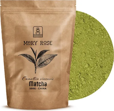 Produktbild von Mary Rose - Matcha Tee Pulver 500g - Grüner Tee Aus Hangzhou - Intensives Umami Aroma - Perfekt für Latte, Smoothies, Backen - Energie, Fokus
