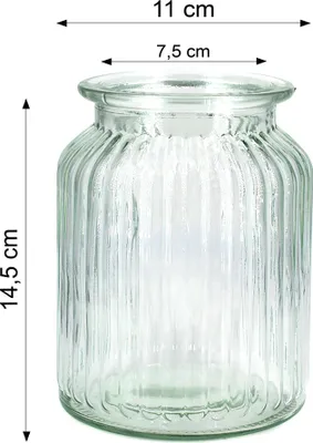 Glas Windlicht 11x14,5cm gerillt transparent